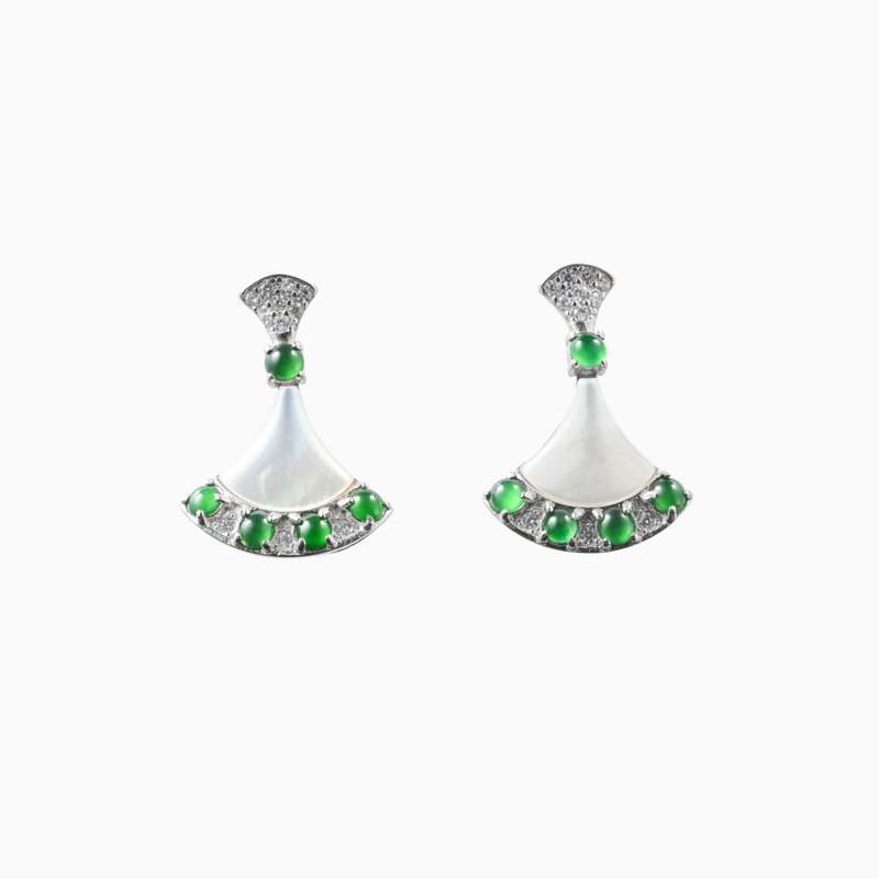 Aurora Jadeite Fans Earrings - Earrings & Clip-ons - Jade 