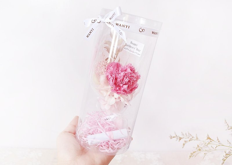 WANYI Carnation Rose Cylinder Bouquet Dry Flower/Hydrangea/Hornet/Uncarved/Eternal Flower/Gift/Mother's Day/Mom/Arrangement - ตกแต่งต้นไม้ - พืช/ดอกไม้ สึชมพู