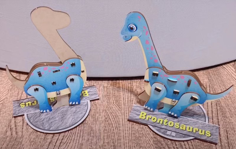 DIY moving dinosaur model material package Brontosaurus assembly model made in Taiwan - ชิ้นส่วน/วัสดุอุปกรณ์ - ไม้ 