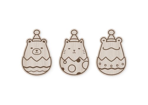 Wood Animal Birthday Cards Customizable Cat Bear Frog