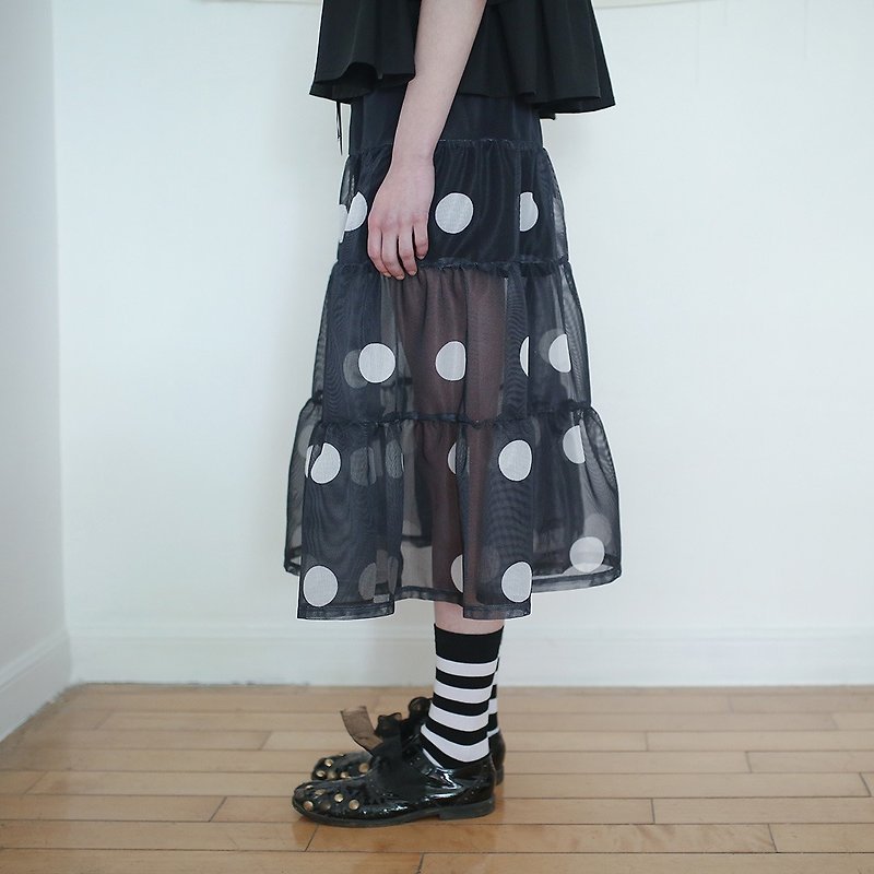 Polka Dot Mesh Skirt - imakokoni - Skirts - Other Materials Black