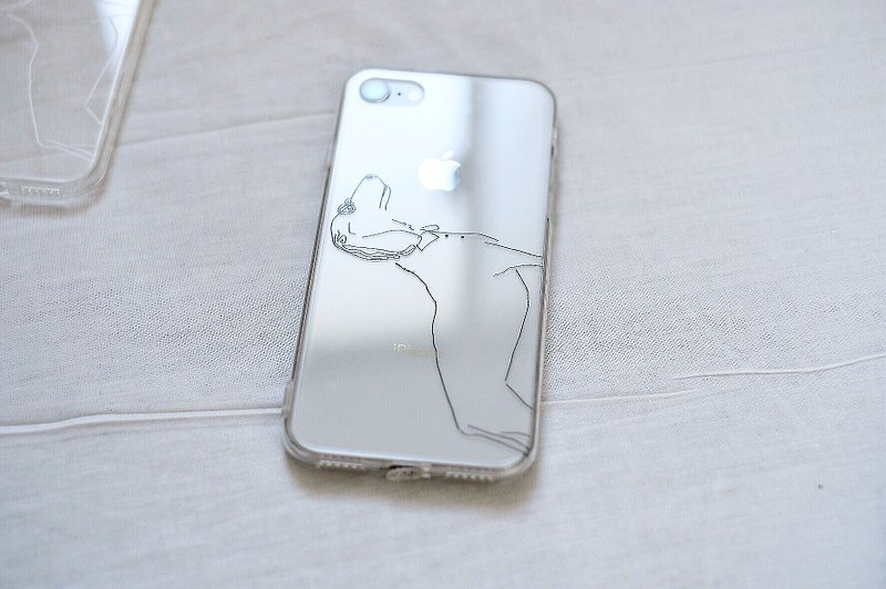 Gentleman black line transparent mobile phone case full covered soft shell - Phone Cases - Plastic Transparent