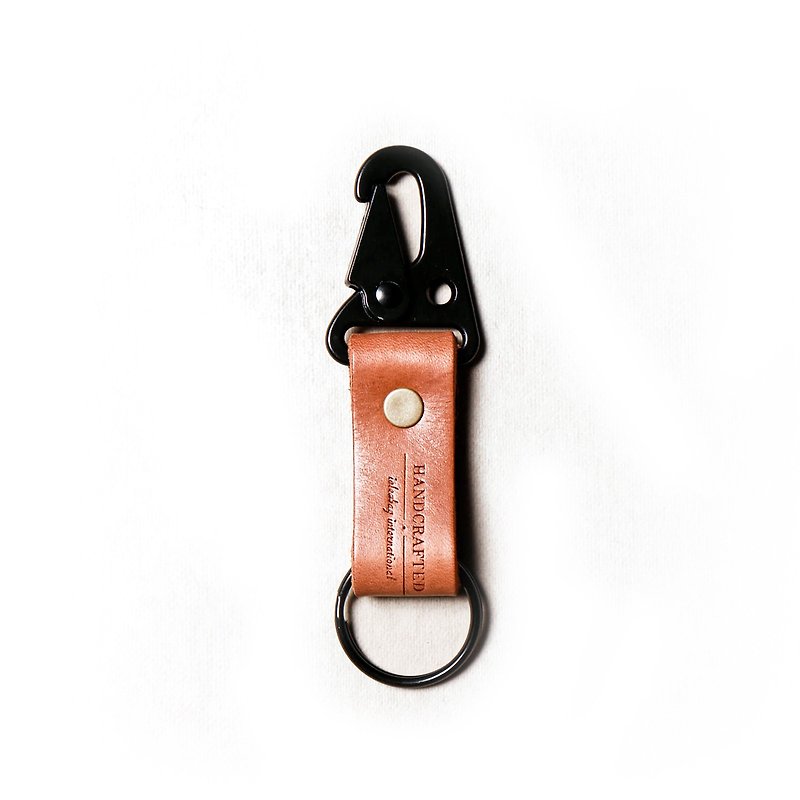 點子包【icleaXbag】戶外手工牛皮鑰匙圈 可可色 - 鑰匙圈/鑰匙包 - 真皮 咖啡色