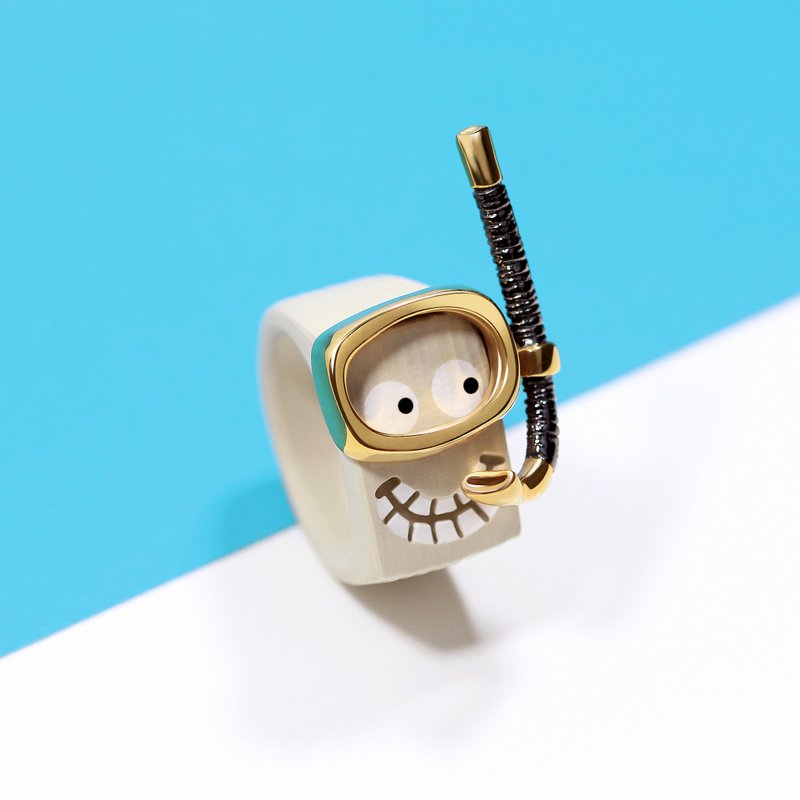 Snorkie | Sand beige - 戒指 - 防水材質 金色