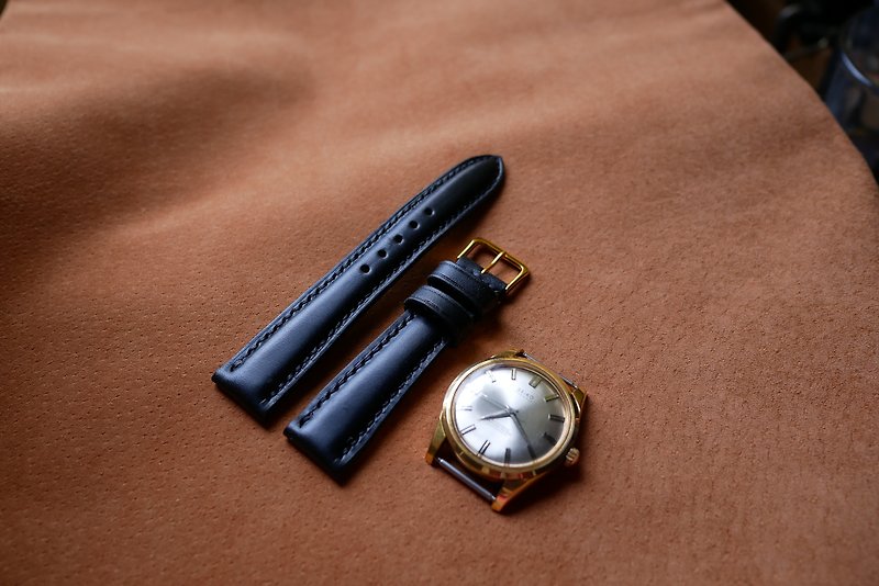 Handmade leather strap-customized special strap seiko tudor panerai rolex omega - สายนาฬิกา - หนังแท้ สีดำ