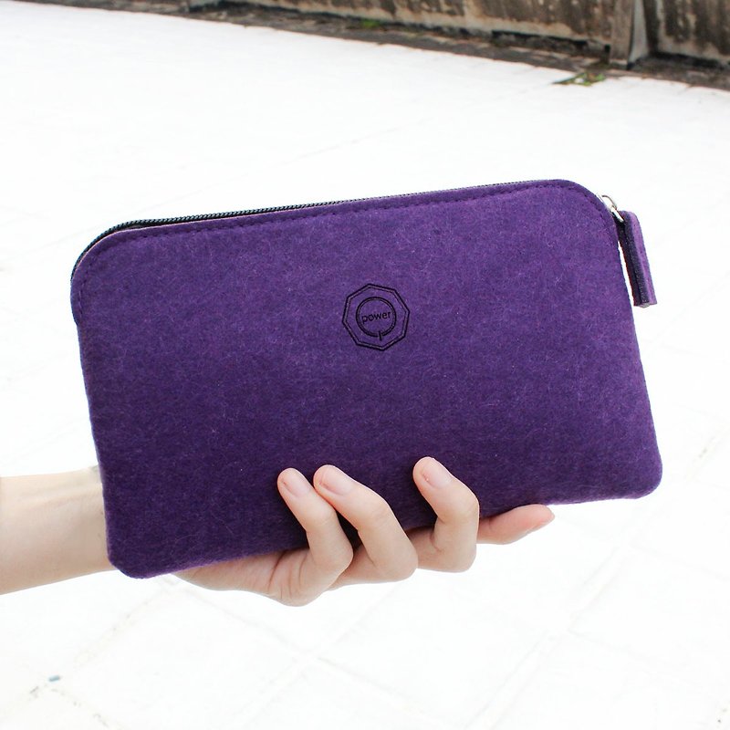 Simple multi-function clutch / witch purple can be a pencil case. Mobile phone storage bag. Cosmetic bag. Passport bag - Clutch Bags - Wool Purple