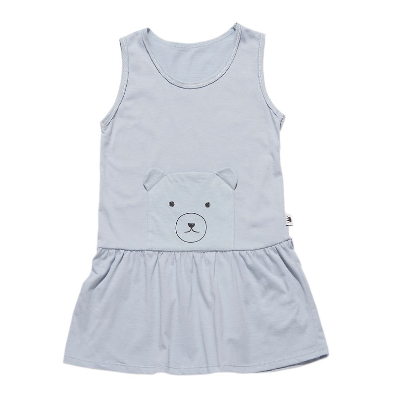 ★ ★ natural and comfortable organic cotton pocket bear blue dress _ - Other - Cotton & Hemp 