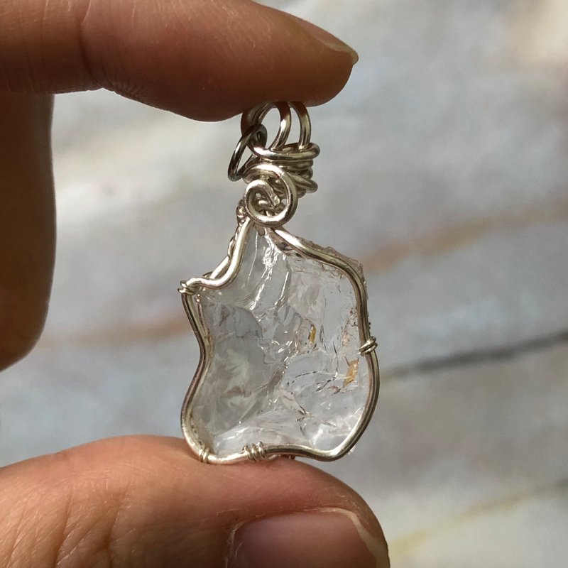 白水晶項鍊 天然水晶手作 - 項鍊 - 銅/黃銅 白色