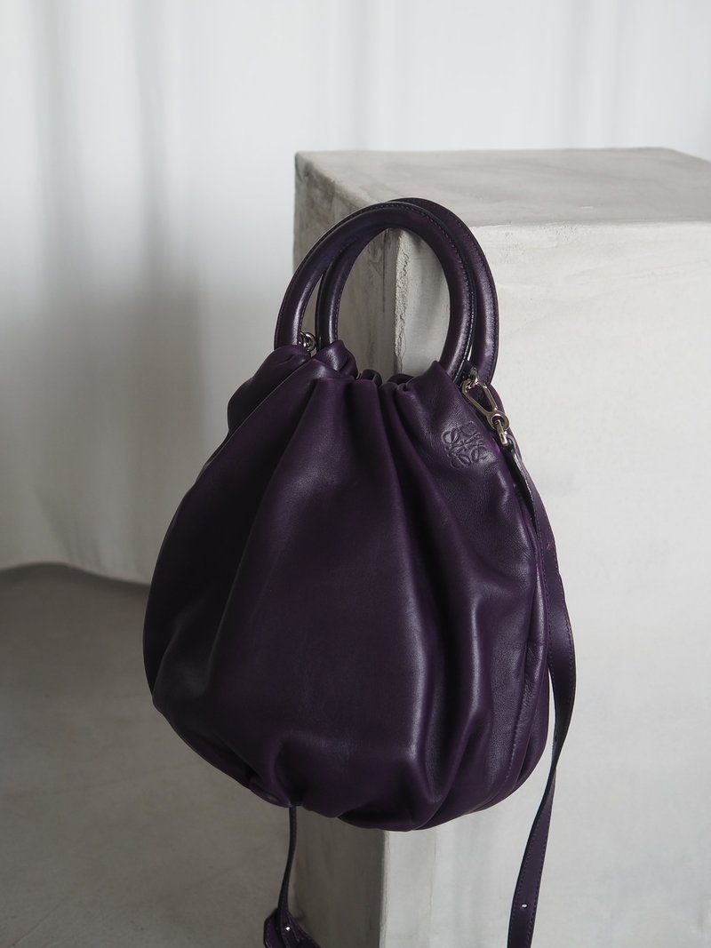 LOEWE ロエベ バウンス 2way ショルダーバッグ ハンドバッグ レザー ヴィンテージ - 側背包/斜背包 - 真皮 紫色