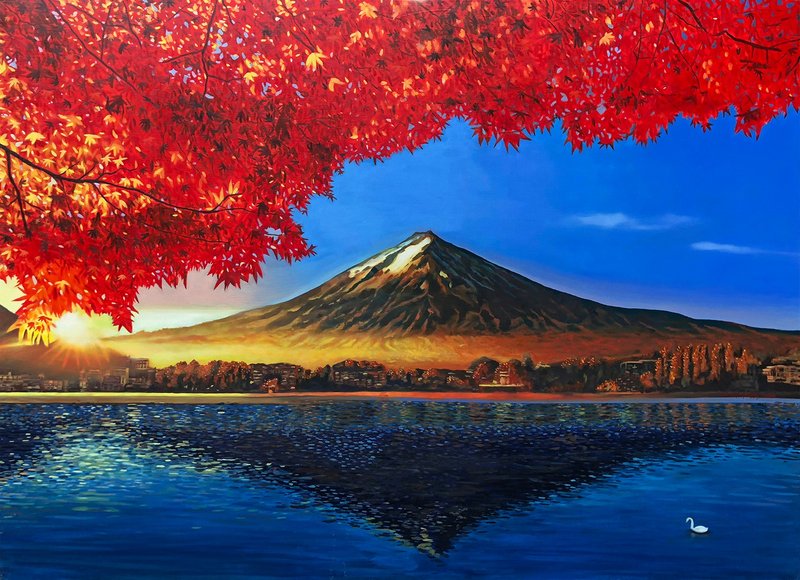 Limited copy painting-[Fuji Four Seasons-Autumn] Printed Painting/Oil Painting/Hanging Painting/Print - Posters - Other Materials 