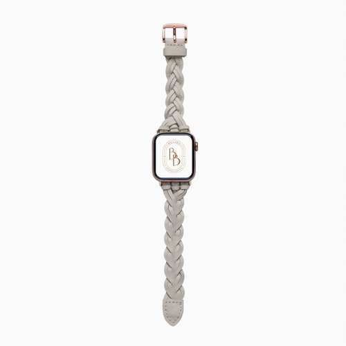 BellaBia Apple Watch 灰色 女神編織 真皮 皮革 手錶 錶帶