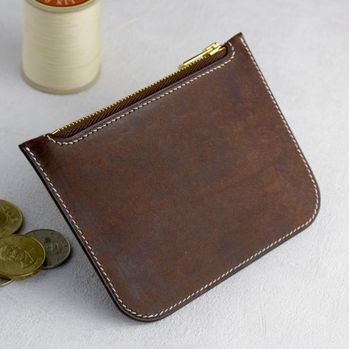 Ulmus Leather 簡約款零錢包 可裝鈔票卡片 義大利植鞣革 可加購刻字 客製化
