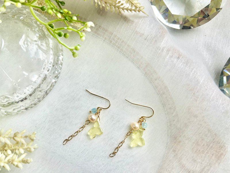 Lemon Citrine Flower Earrings Lemon Citrine Natural Freshwater Pearls Stone Crystal Jewelry - Earrings & Clip-ons - Gemstone 