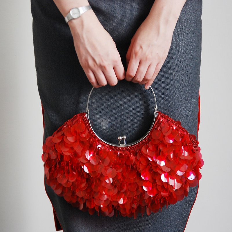 Antique embroidered sequined handbag - กระเป๋าถือ - วัสดุอื่นๆ 