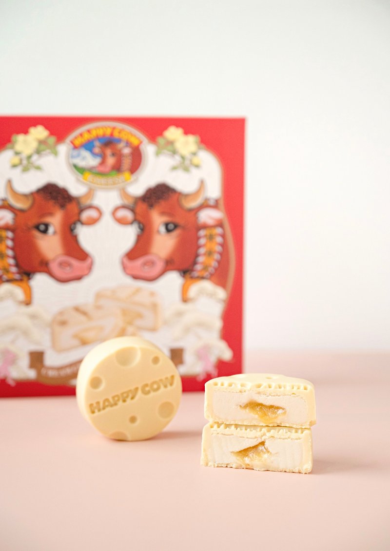 HAPPY COW Cheese Flowing Heart Mooncake Gift Box【Mid-Autumn Festival Gift】(shipped by Pinkoi select) - เค้กและของหวาน - วัสดุอื่นๆ 