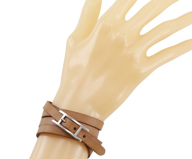 HERMES アピ レザー ブレスレット 茶系 HERMES エルメス アピ1 レザー ブレスレット ブラウン/SV