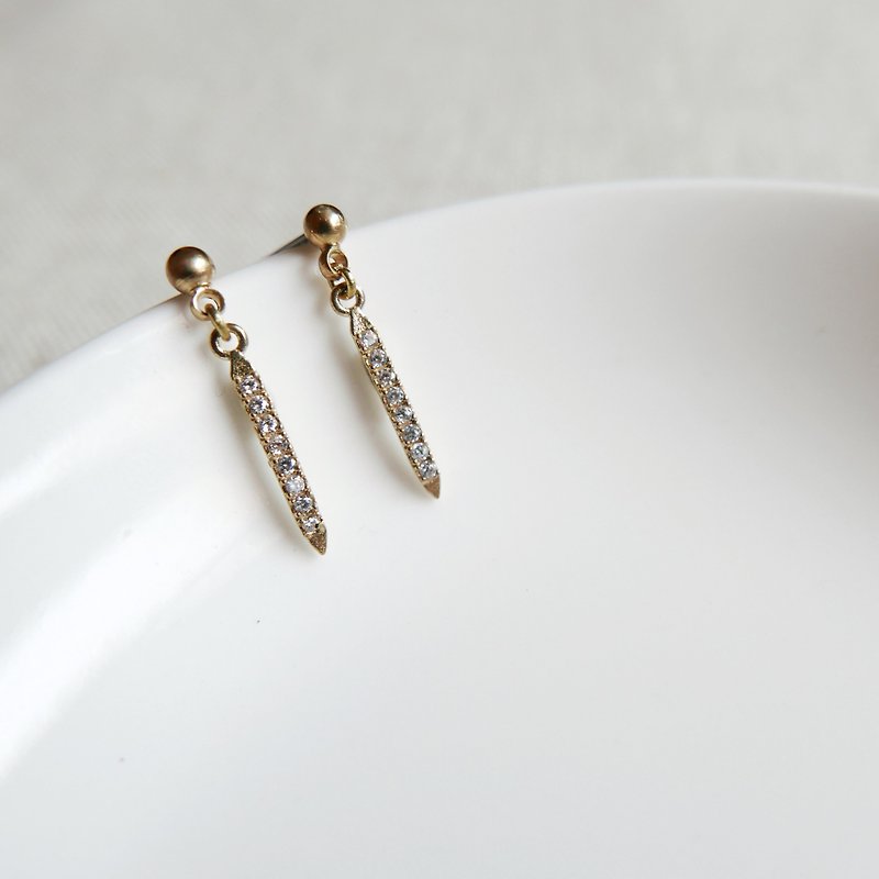 Dawn small diamond earrings - Earrings & Clip-ons - Copper & Brass Gold