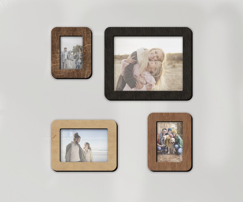 Photo frame with rounded edges Wooden picture frame Wall decor for living room - กรอบรูป - ไม้ หลากหลายสี