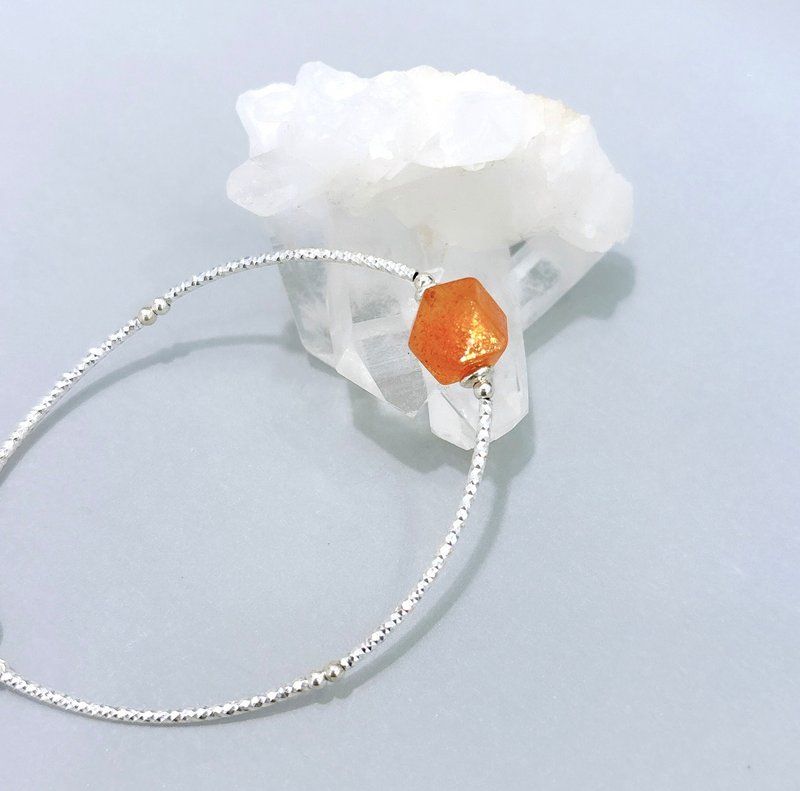 Ops Sunstone silver bracelet - 金太陽石/金草莓晶/純銀/手鍊 - 手鍊/手環 - 銀 橘色