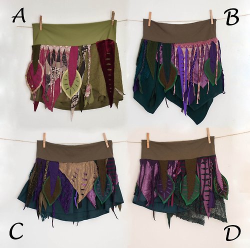 SARINAS Green and purple short fairy skirt, summer festival style clothing