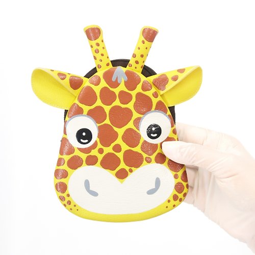 pipo89-dogs-cats Giraffe coin purse small synthetic leather bag with zip.various card pock