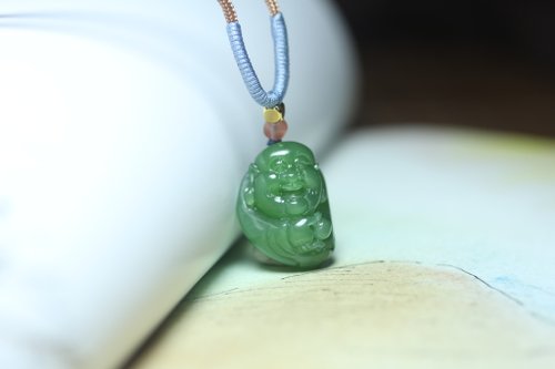 翠玉兒原創珠寶 【彌勒佛】天然碧玉吊墜/大肚佛項鏈/笑口常開玉石掛件/手工
