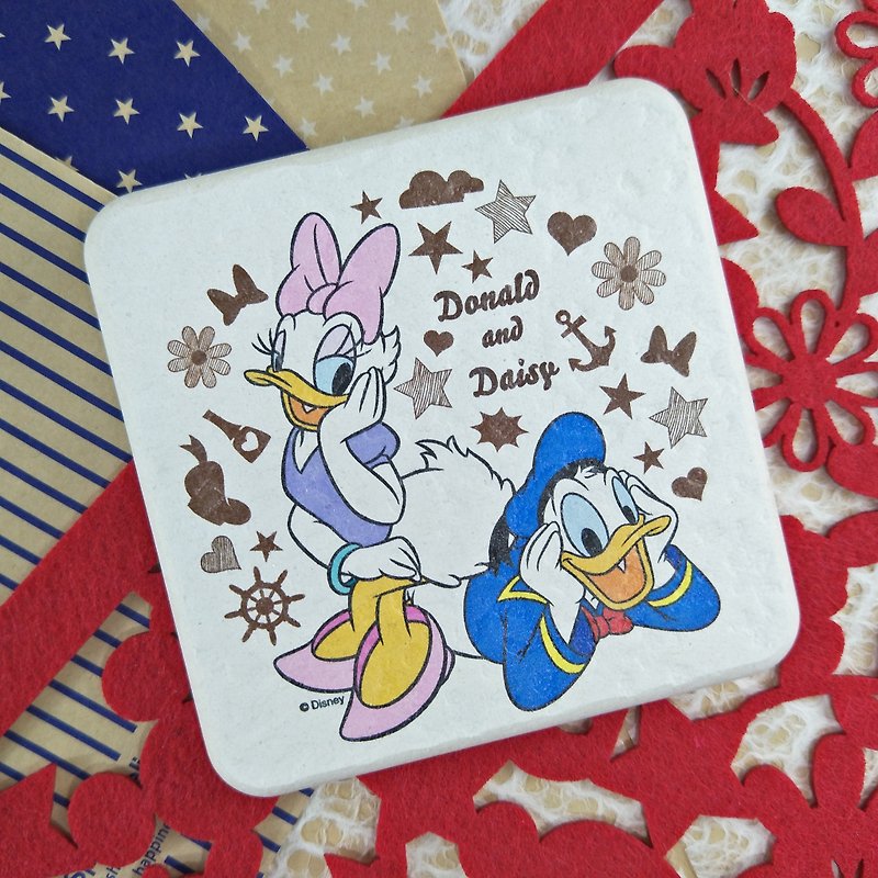 [Christmas gift] Donald Duck-Genuine Disney's Algae Earth Absorbent Square Mat (without asbestos) - Coasters - Other Materials White