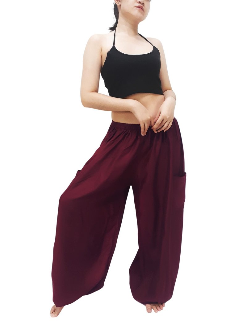 Solid Harem Pants Women Clothing Aladdin Pants Gypsy Pants Rayon Trouser SRNC - 男長褲/休閒褲 - 其他材質 紅色