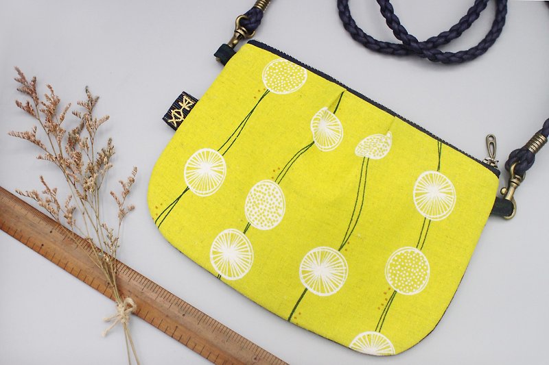 Safe side backpack - lemon slices, feel Japanese cotton, double-sided double back - กระเป๋าแมสเซนเจอร์ - ผ้าฝ้าย/ผ้าลินิน สีเหลือง