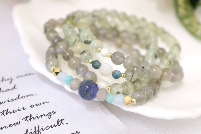 【108顆念珠系列】月光石+葡萄玉 念珠多圈手串 - 手鍊/手環 - 水晶 多色