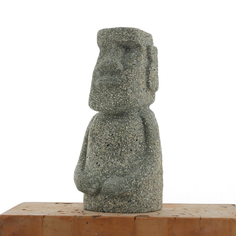 Cement Moai Moai－Full body Moai weathered texture rough Moai - Stuffed Dolls & Figurines - Cement Gray