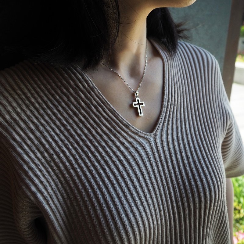 cross af necklace_十字架af項鍊 925銀 限量 設計師 訂製 珠寶 - 項鍊 - 銀 銀色