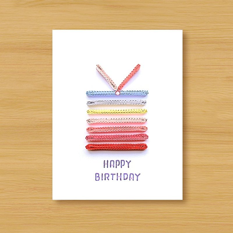 Handmade Roll Paper Card _ Happy Romantic Striped Birthday Gift Box... Birthday Card, Thank You Card - การ์ด/โปสการ์ด - กระดาษ สึชมพู