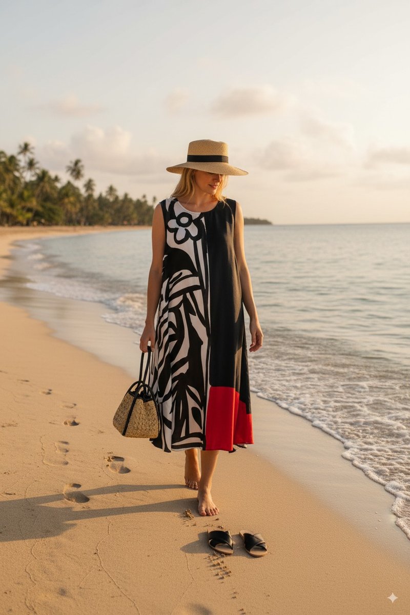 Short Dress Cotton Rayon Hand Paint colorful vacation sumer - 洋裝/連身裙 - 棉．麻 
