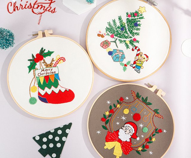 diy手作り刺繍素材バッグメリークリスマスサンタプレゼント