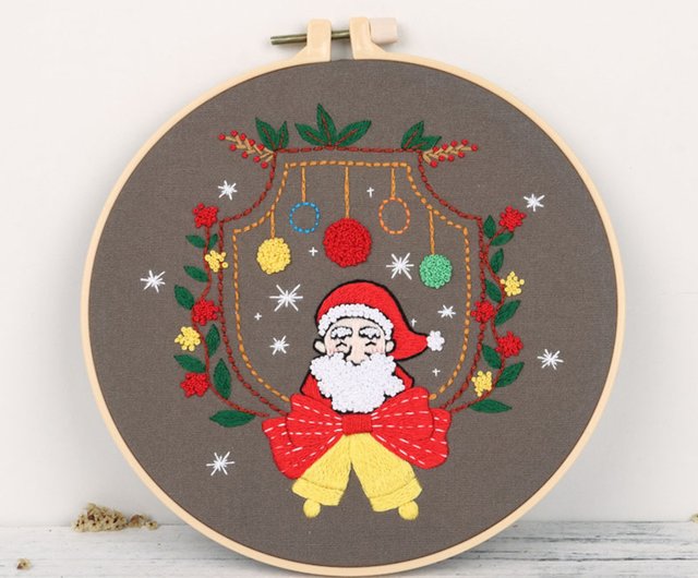 diy手作り刺繍素材バッグメリークリスマスサンタプレゼントセルフ刺繍