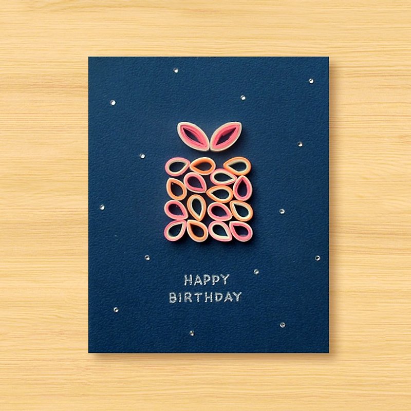 Handmade Rolled Paper Luminous Card_ Bunny Birthday Gift Box A-Birthday Card - การ์ด/โปสการ์ด - กระดาษ สีน้ำเงิน