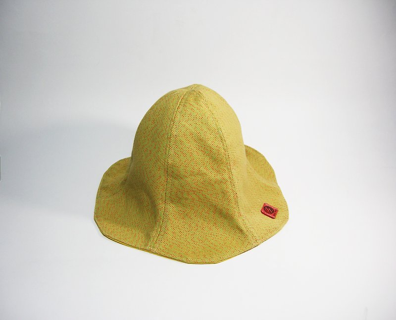 雙面花形遮陽帽(大人版 織紋黃綠)__作作 zuo zuo手製遮陽帽 雙面 - 帽子 - 紙 黃色