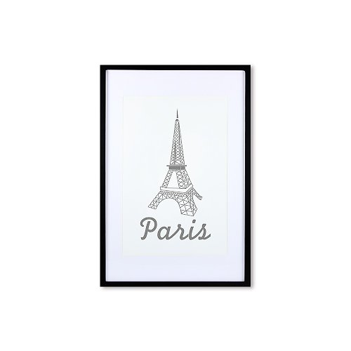 iINDOORS英倫家居 裝飾畫相框 歐風 巴黎鐵塔 黑色框 63x43cm 室內設計 布置 擺設