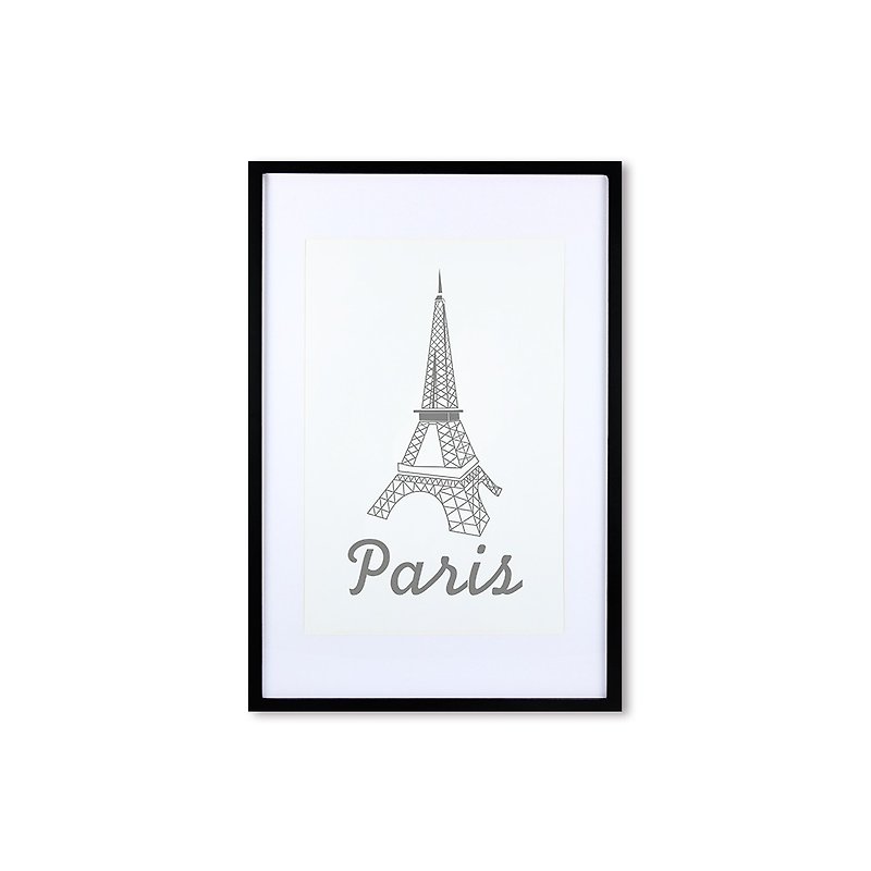 裝飾畫相框 歐風 巴黎鐵塔 黑色框 63x43cm 室內設計 布置 擺設 - 相框/畫框 - 木頭 黑色