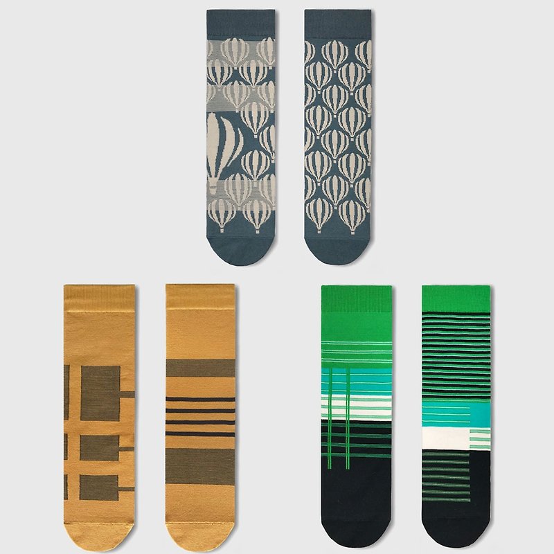 2018S/S 3 SOCKS SET/ gift / present / friend / couple - ถุงเท้า - ผ้าฝ้าย/ผ้าลินิน สีเขียว