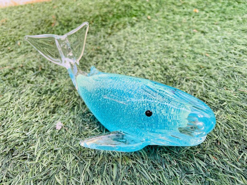水晶玻璃 夜光 藍鯨 鯨魚 - 擺飾/家飾品 - 琉璃 