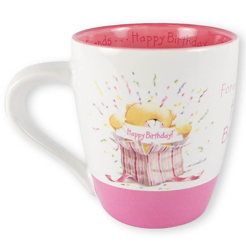 FF color pink mug / Happy Birthday - แก้วมัค/แก้วกาแฟ - ดินเผา ขาว