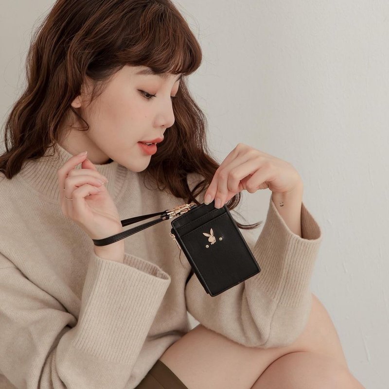 PLAYBOY Passport Holder (with Neck Lanyard and Handle Strap) Brilliant Series Black - Other - Other Materials Black