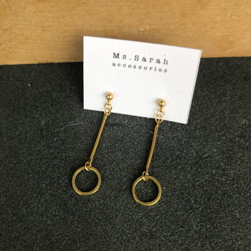 Bronze earrings _ vertical geometry (folder can be changed) - Earrings & Clip-ons - Copper & Brass Gold