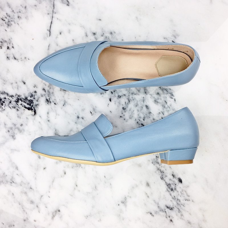 Classic Girl Series No6 JO (Funny Face) Classic Loafer Leathe Shoes By Handmade - Women's Casual Shoes - Genuine Leather Blue