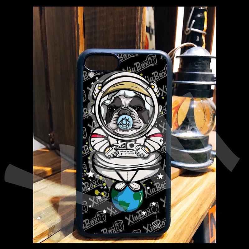 太空人 法鬥 黑狗 手繪 插畫 手機殼 iPhone 14 13 12 11 X XR 8 - 手機殼/手機套 - 矽膠 