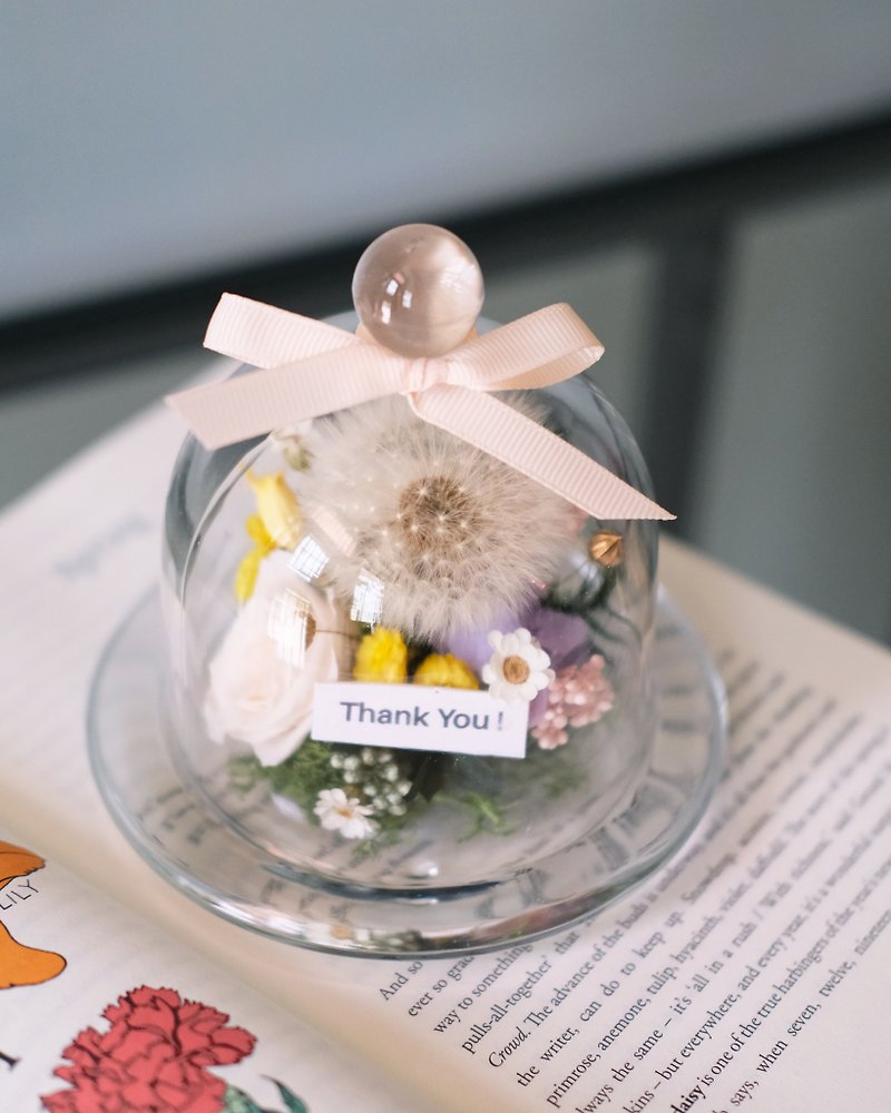 Graduation gift immortalized flowers/dried flowers/immortal dandelion glass cup//birthday gift/graduation gift - ช่อดอกไม้แห้ง - พืช/ดอกไม้ 