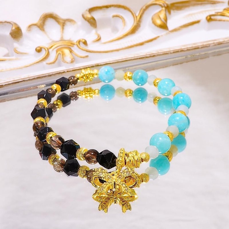 Favorite gift/ice Stone black agate Stone tea crystal/natural crystal bracelet/treasure - Bracelets - Crystal 