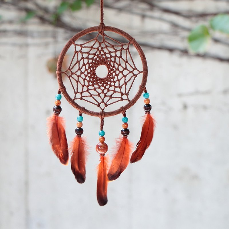 [Limited] Pure‧Life丨Camping Aesthetics Arrangement Handwoven Dreamcatcher-Retro Cafe - Charms - Other Materials Brown